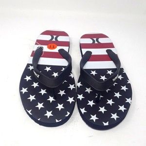 Hurley USA Flip Flops Thongs Sandals Red White Blue American Flag Sz 11